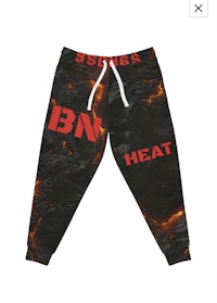 a black and red sweatpants with the words bn heat on them